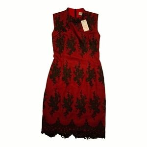 Fraiche Red and Black Lace Sleeveless Dress